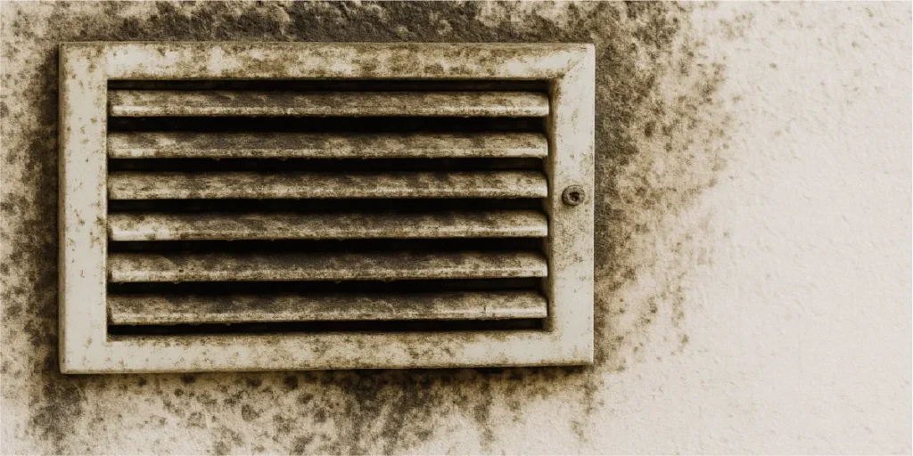 Rejilla con moho por humedad en casa y salud afectada