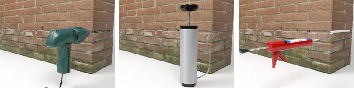 perforaciones para inyección química contra humedad por capilaridad