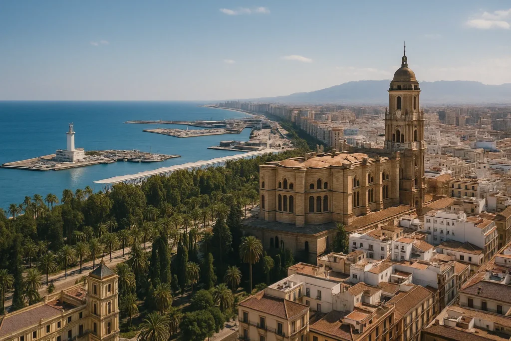 Control de humedades en Málaga - hero - Vista aérea de ciudad y playa