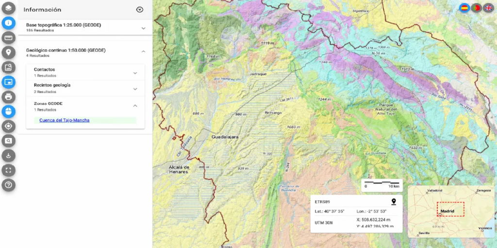 mapa geológico provincia Guadalajara zonas arcillosas Alcarria Campiña Henares capilaridad terreno