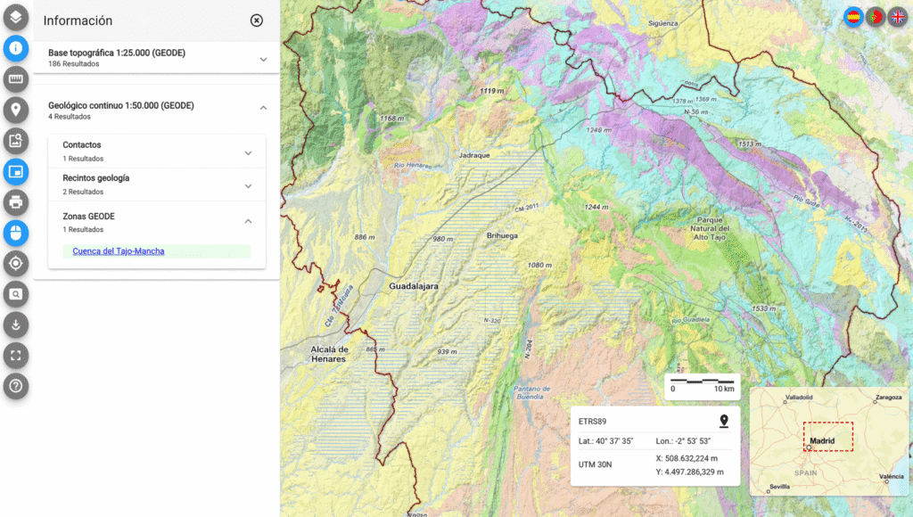 mapa geológico provincia Guadalajara zonas arcillosas Alcarria Campiña Henares capilaridad terreno